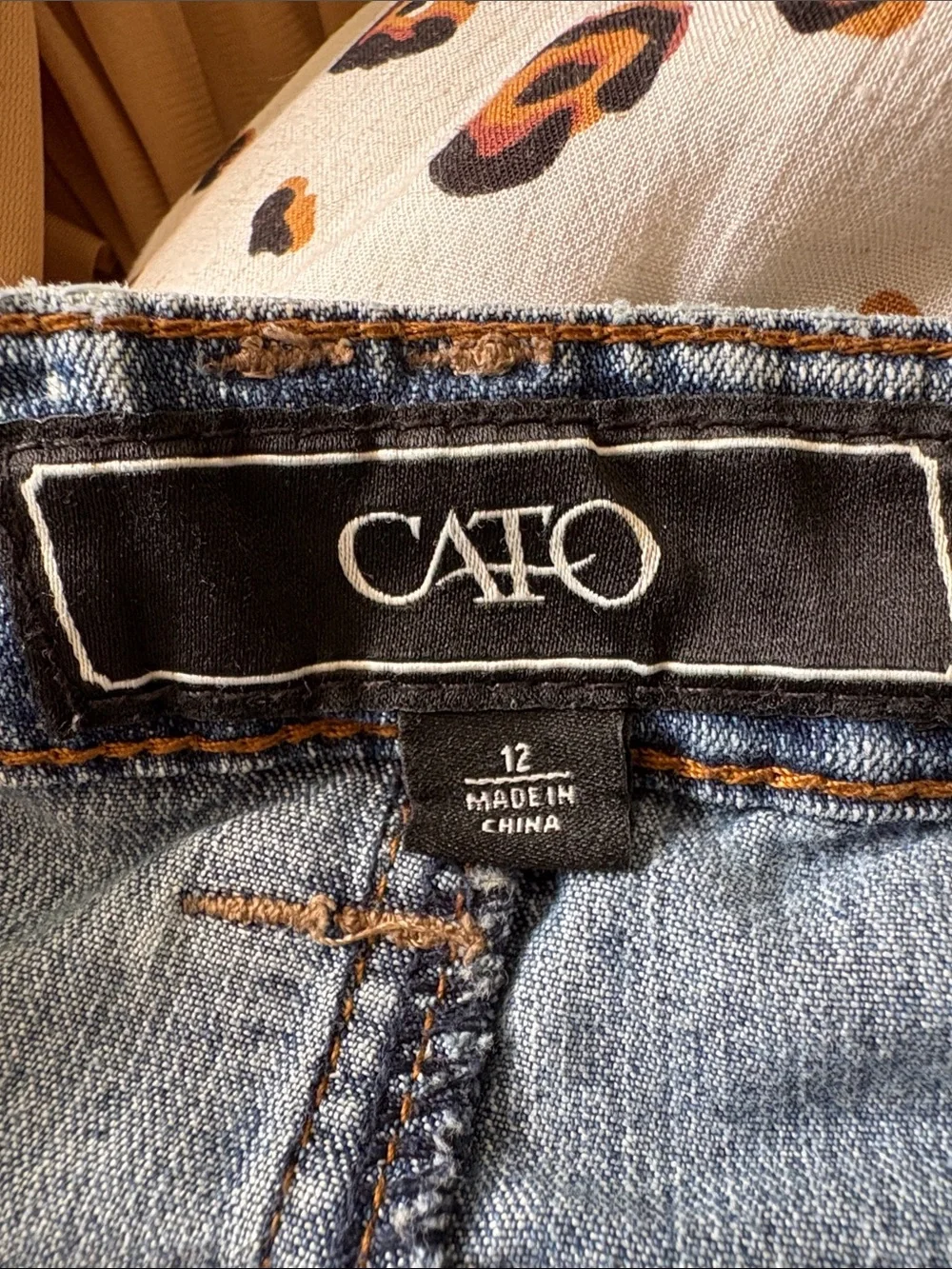 Cato Light Wash Denim Skirt with Contrast Topstitching